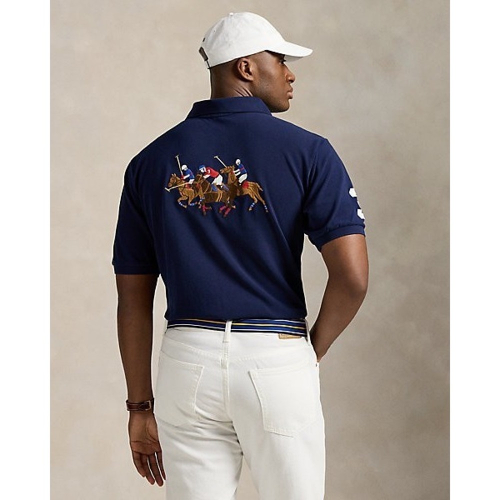 Polo Ralph Lauren Mens Triple Pony Mesh Polo Shirt Navy Big & Tall Size LT